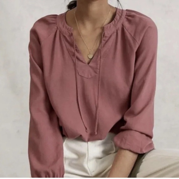Anthropologie Tops - NWT $98 Anthropologie Cloth & Stone Becky Blouse Tencel Mauve Tunic Top Size M
